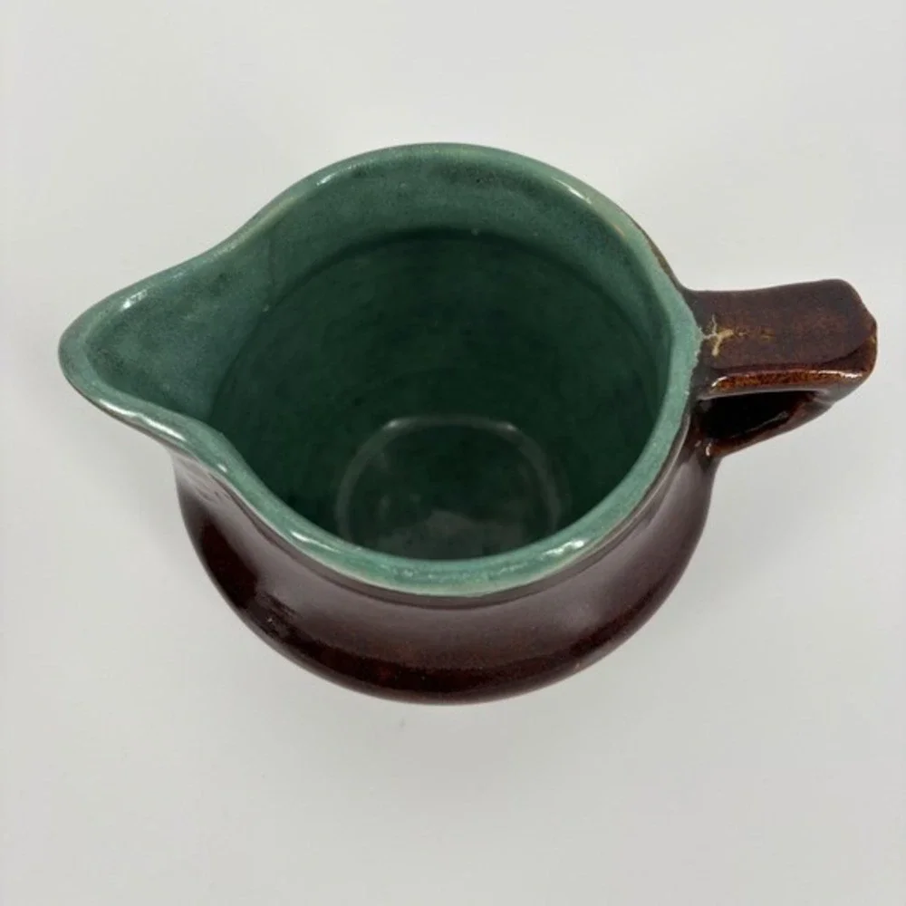 Vintage Red Wing‎ Pottery Sugar Bowl/Creamer Set Brown Teal Glaze Rustic